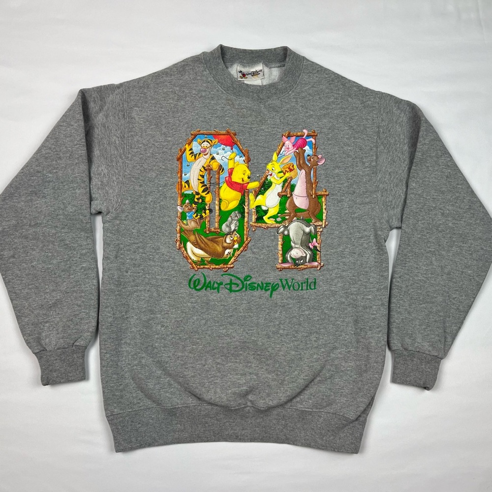 Vtg Walt Disney Winnie The Pooh Crewneck Sweatshirt Sz Small Y2K Grey B3